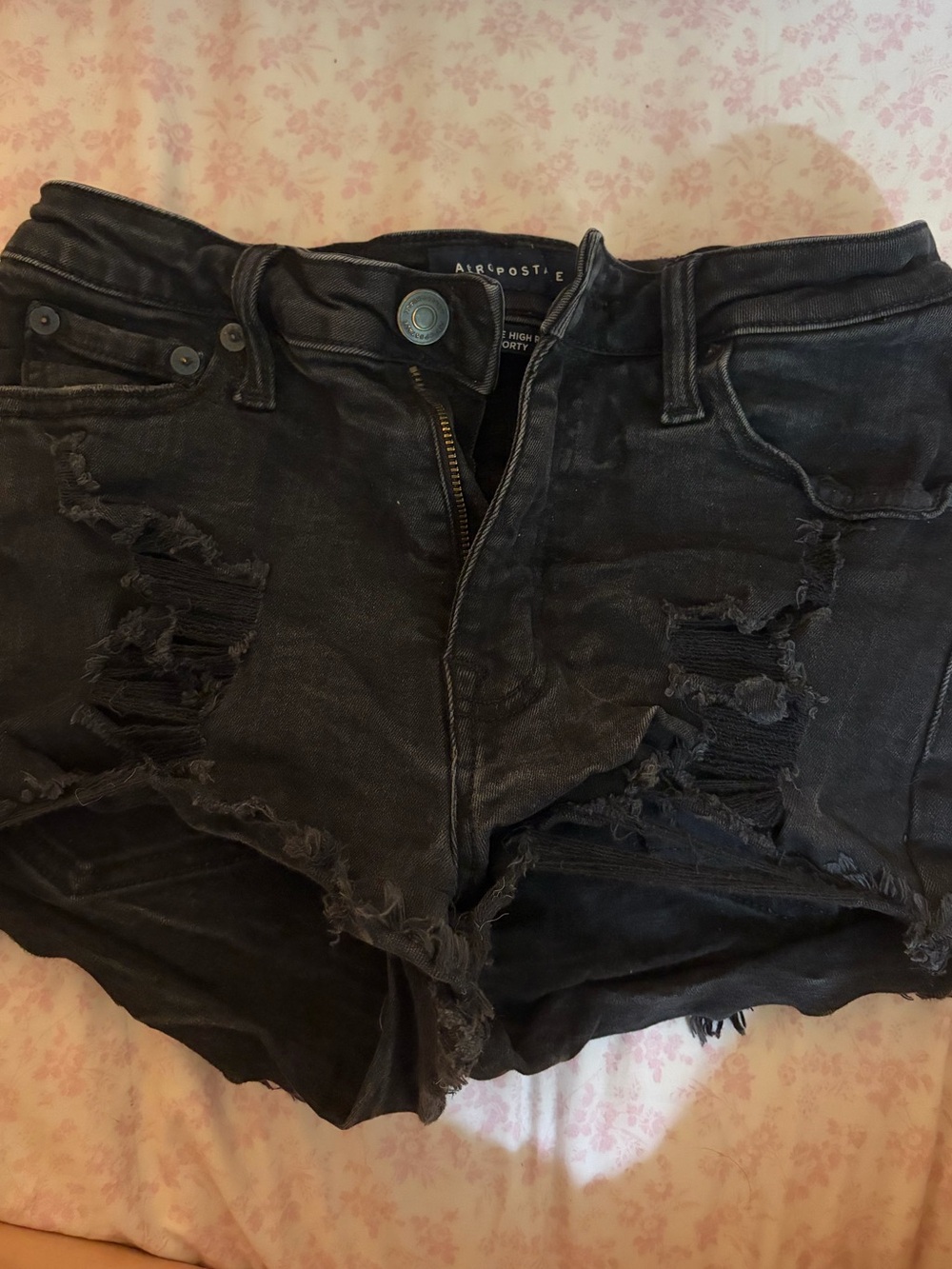 Aero black denim jean shorts